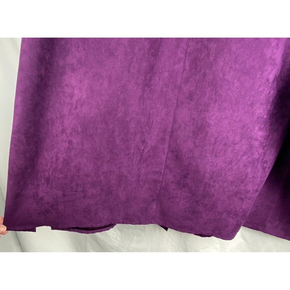 NWT Catherines Womens Button Down Top 3X Purple Faux Suede Long Sleeve Blouse - Picture 7 of 14